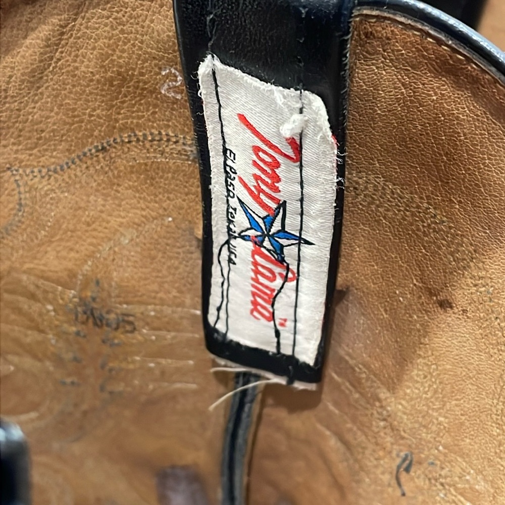 Men's Tony Lama Boot, Black Bullhide, Stockman Western CT2036 Size 9B *Details* - Picture 12 of 16